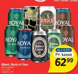 Fakta Tyskland Albani / Royal / Faxe (øl) - pr. kasse tilbud