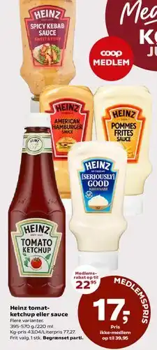 Dagli'Brugsen Heinz tomat-ketchup eller sauce tilbud