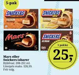 Dagli'Brugsen Mars eller Snickers isbarer tilbud