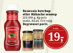 Dagli'Brugsen Beauvais ketchup eller Bähncke sennep tilbud