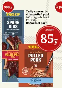Dagli'Brugsen Tulip spareribs eller pulled pork tilbud
