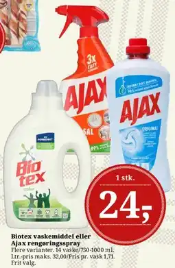Dagli'Brugsen Biotex vaskemiddel eller Ajax rengøringsspray tilbud
