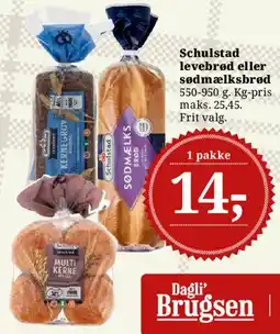 Dagli'Brugsen Schulstad levebrød eller sødmælksbrød tilbud
