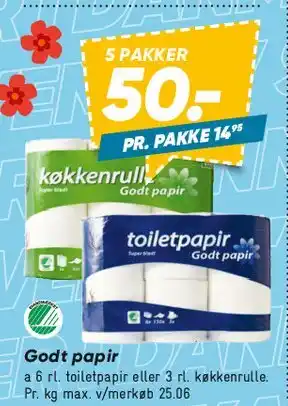 Toiletpapir / køkkenrulle - 5 pakker