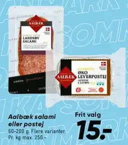 Bilka Aalbæk salami / postej tilbud