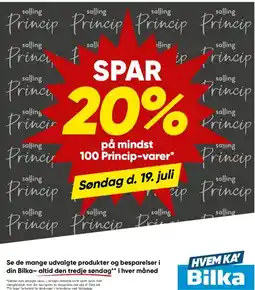 Bilka SPAR 20% på mindst 100 Princip-varer tilbud