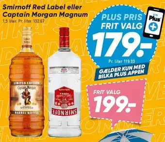 Bilka Smirnoff Red Label eller Captain Morgan Magnum tilbud