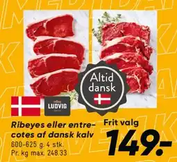 Bilka Ribeyes eller entrecôte af dansk kalv tilbud