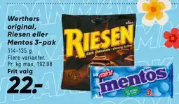 Bilka Werther's, Riesen eller Mentos 3-pak tilbud