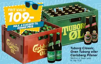 Tuborg Classic, Grøn Tuborg eller Carlsberg Pilsner (kasse)