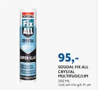 Davidsen Soudal fix all crystal multifuge/lim tilbud