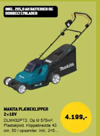 XL-BYG Makita plæneklipper 2x18v tilbud