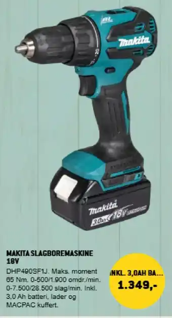 XL-BYG Makita slagboremaskine 18v tilbud