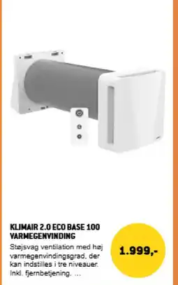 XL-BYG Klimair 2.0 Eco base 100 varmegenvinding tilbud