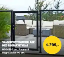 XL-BYG Skagen systemhegn lage med røgfarvet glas tilbud