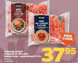 Netto Velsmag hakket oksekød 14-18% eller hakket okse- og grisekød 8-12% tilbud