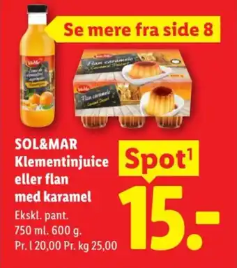 Sol&Mar Klementinjuice eller flan med karamel