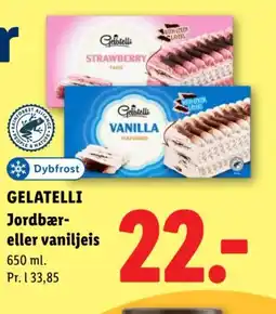 Lidl Dybfrost Gelatelli Jordbær- eller vaniljeis tilbud