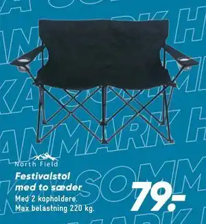 Bilka Festivalstol med to sæder tilbud