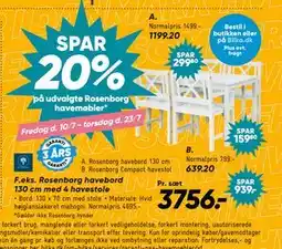 Bilka SPAR 20% på udvalgte Rosenborg havemøbler tilbud