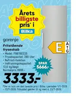 Bilka gorenje Fritstående fryseskab tilbud