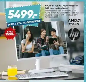 Bilka HP 23,8” Full HD AIO computer inkl. mus og keyboard tilbud
