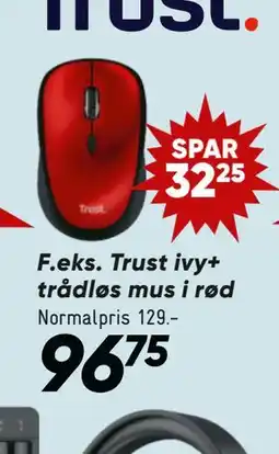 Bilka Trust ivy+ trådløs mus i rød tilbud