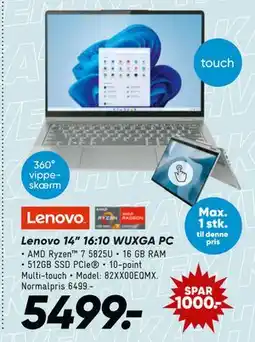 Bilka Lenovo 14” 16:10 WUXGA PC tilbud