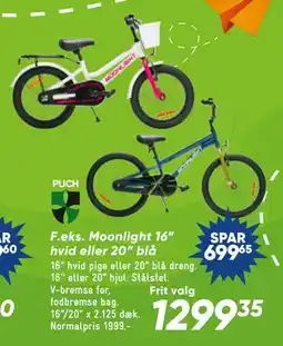 Bilka Moonlight 16” hvid eller 20” blå tilbud