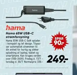 Bilka Hama 65W USB-C strømforsyning tilbud