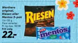 Bilka Werthers original, Riesen eller Mentos 3-pak tilbud