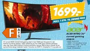 Bilka ACER NITRO 34” curved gaming skærm tilbud