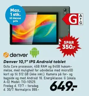 Bilka Denver 10,1” IPS Android tablet tilbud