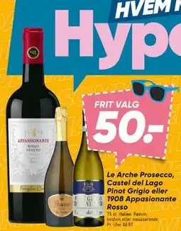 Bilka Le Arche Prosecco, Castel del Lago Pinot Grigio eller 1908 Appasionante Rosso tilbud