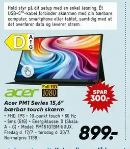 Bilka Acer PM1 Series 15,6” bærbar touch skærm tilbud
