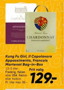 Bilka Kung Fu Girl, Il Capolavoro Appassimento, Francois Martenot Bag-in-Box tilbud