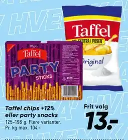 Bilka Taffel chips +12% eller party snacks tilbud