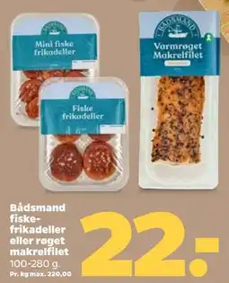 Netto Bådsmand fiskefrikadeller eller røget makrelfilet tilbud