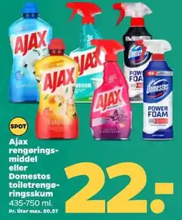 Netto Ajax rengøringsmiddel eller Domestos toiletrengøringsskum tilbud