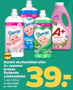 Netto Dunlet skyllemiddel eller A+ summer breeze flydende vaskemiddel tilbud