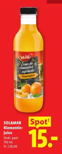 Lidl SOL&MAR Klementinjuice tilbud