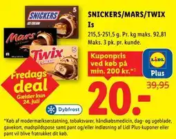 Lidl SNICKERS/MARS/TWIX Is, App-pris tilbud