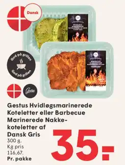 SPAR Gestus hvidløgsmarinerede koteletter eller barbecue marinerede nakkekoteletter af Dansk Gris tilbud