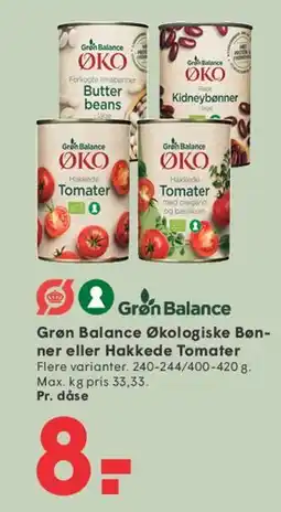 SPAR Grøn Balance Økologiske Bønner eller Hakkede Tomater tilbud