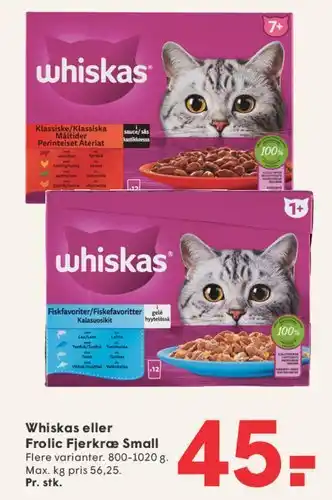 SPAR Whiskas eller Frolic Fjerkræ Small tilbud