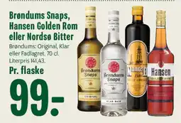 Min Købmand Brøndums Snaps, Hansen Golden Rom eller Nordse Bitter tilbud