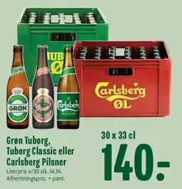 Min Købmand Grøn Tuborg, Tuborg Classic eller Carlsberg Pilsner tilbud