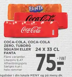 MENY Coca‑Cola / Coca‑Cola Zero / Fanta / Tuborg - 24 x 33 cl tilbud