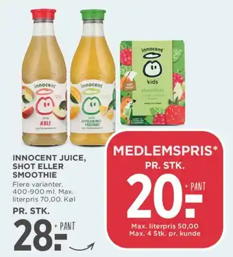 MENY Innocent juice, shot eller smoothie tilbud
