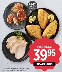 MENY Pakke med frikadeller / fiskefilet / kamsteg tilbud